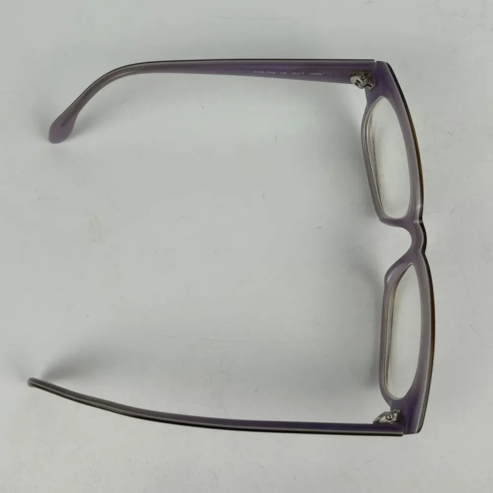 Vivid 7005 Eyeglasses Womens Burgundy Blue Plastic Round Full Rim 49 17 145‎